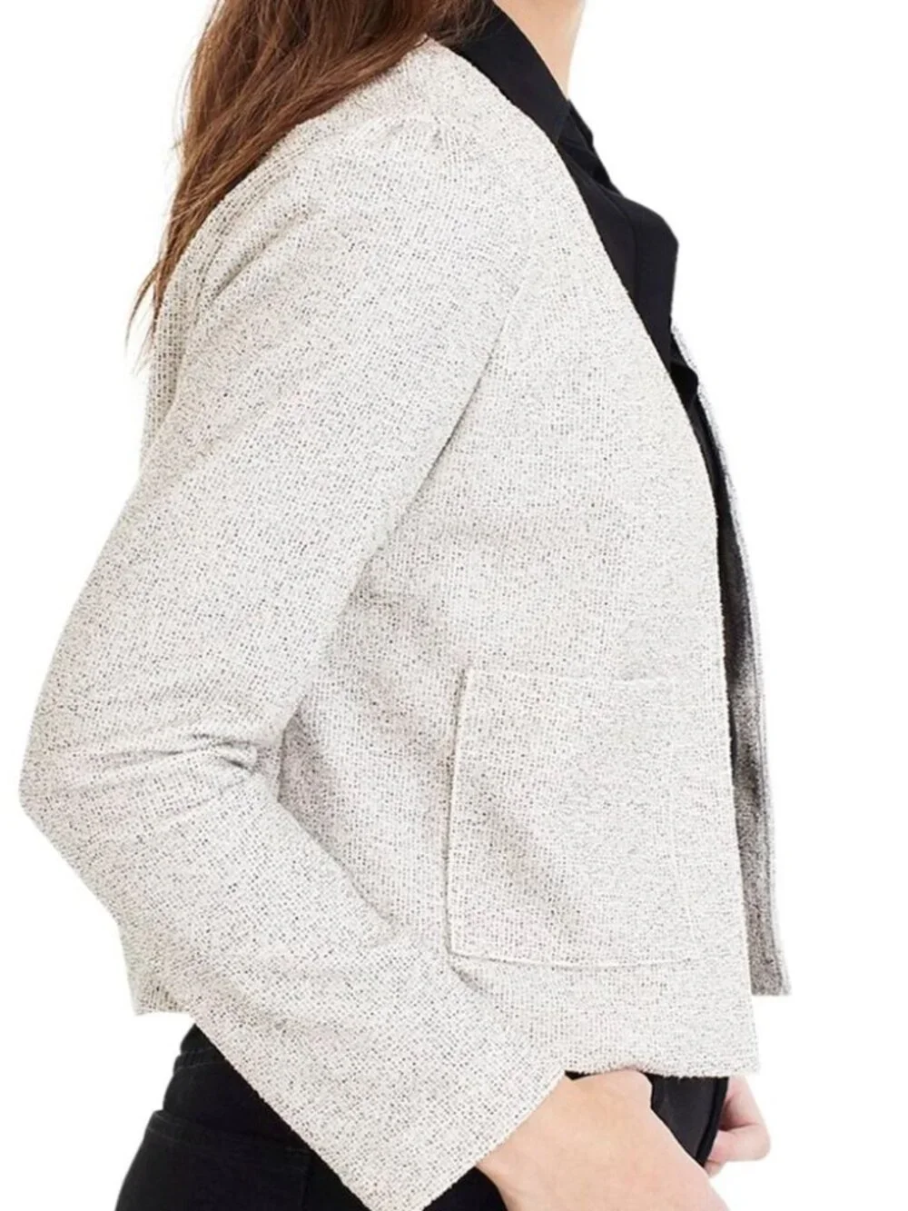 J. Crew 365 Cream Bouclé Work Business Casual Open Blazer Women Size Medium